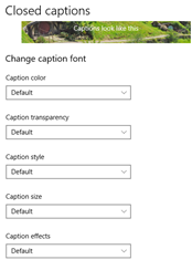 PowerPoint Captions settings